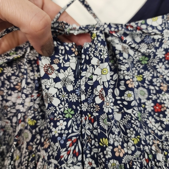 J. Crew Liberty Fabrics Blue Floral Strappy back Midi Dress Girly Prarie Fairyco - Picture 12 of 16